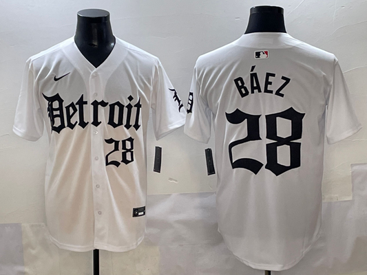 Men's Detroit Tigers Javier Baez White Game Jersey