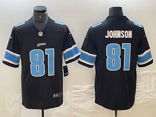 Men's Detroit Lions Calvin Johnson Black Replica Player Jersey