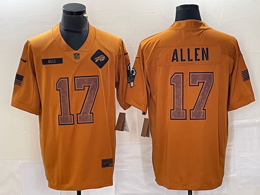 Men's Buffalo Bills Josh Allen Brown 2023 Salute To Service Retired Player Limited Jersey