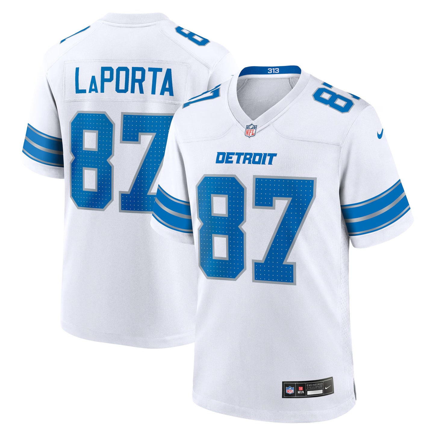 Detroit Lions Sam LaPorta White White Game Jersey