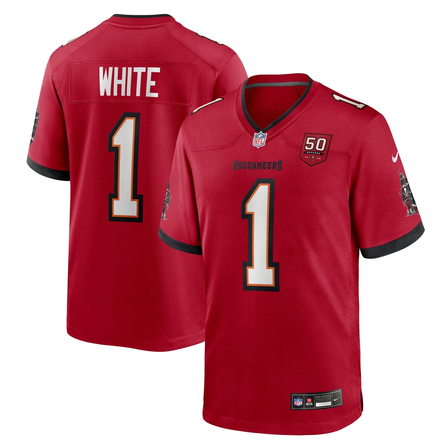 Tampa Bay Buccaneers Rachaad White Red 50th Anniversary Team Game Jersey