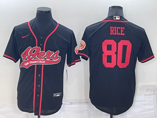 Men's San Francisco 49ers Jerry Rice Black Game Jersey Joint Edition
