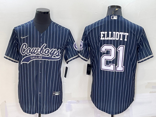 Men's Dallas Cowboys Ezekiel Elliott Navy Player Jersey Joint Edition