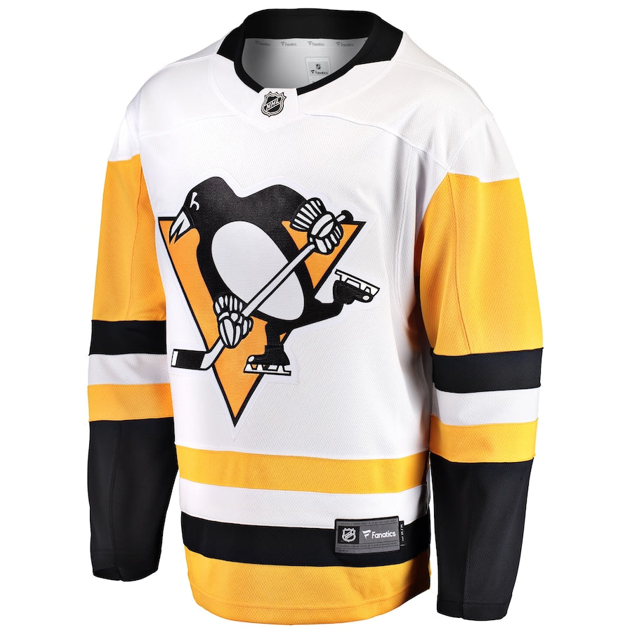 Custom Men's Pittsburgh Penguins Fanatics White Breakaway Away Jersey