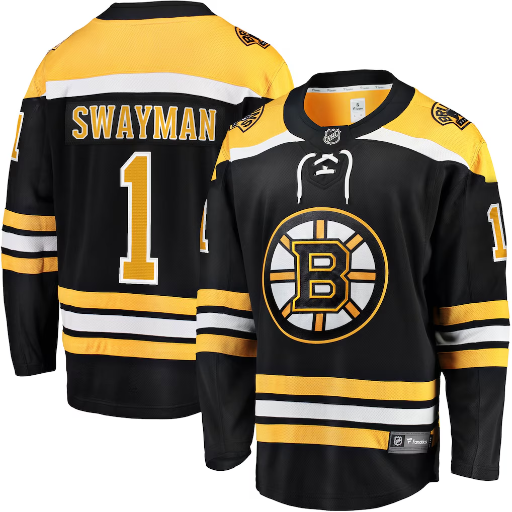 Men's Boston Bruins Jeremy Swayman Fanatics Black Jersey