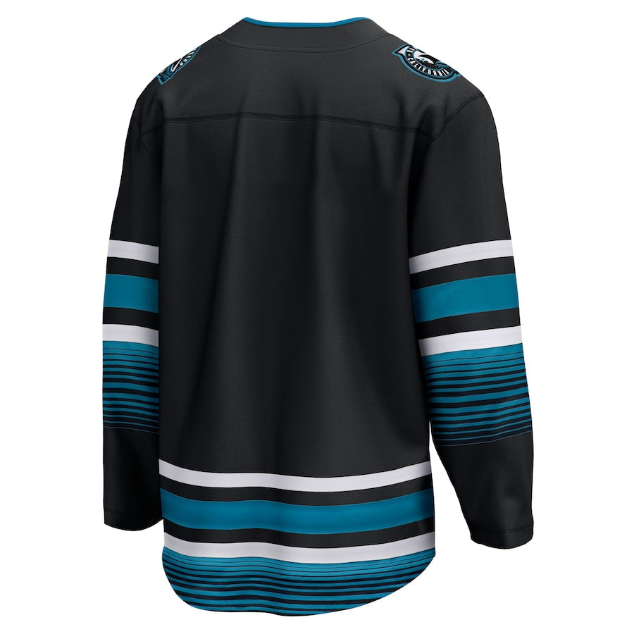 Custom Men's San Jose Sharks Fanatics Black Alternate Premier Breakaway Jersey