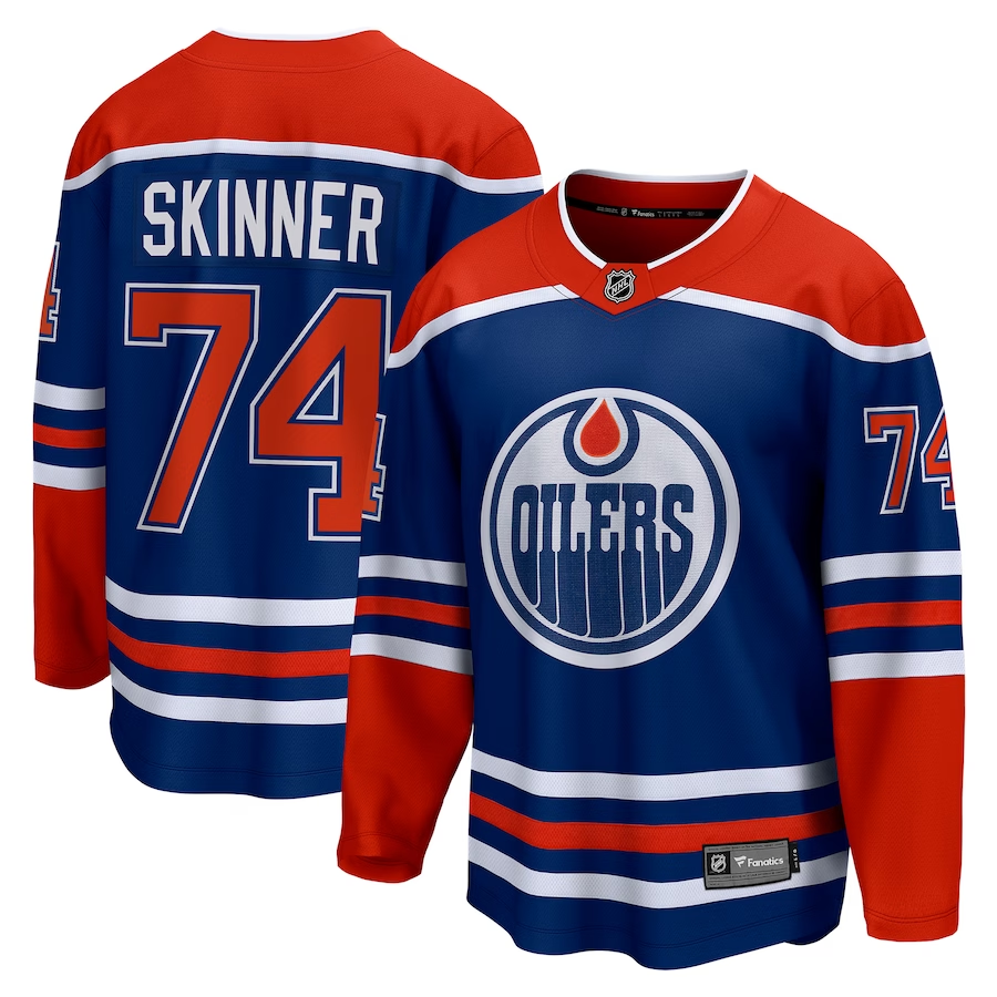 Men's Edmonton Oilers Stuart Skinner Royal Home Breakaway Player Jersey