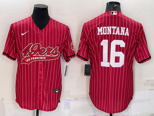Men's San Francisco 49ers Joe Montana Red Player Jersey Joint Edition