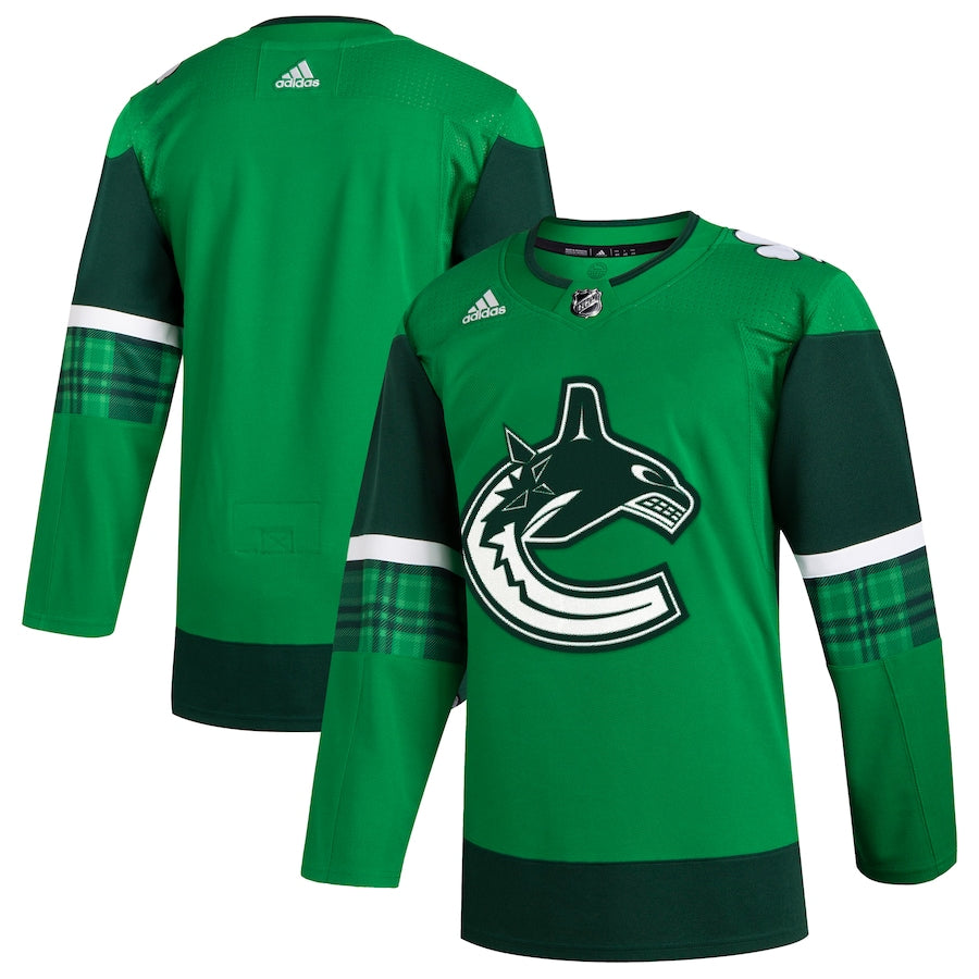Custom Men's Vancouver Canucks adidas Kelly Green 2023 St. Patrick's Day Primegreen Authentic Jersey