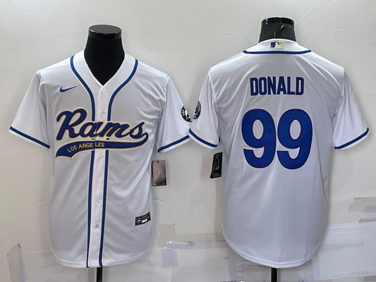 Men's Los Angeles Rams Aaron Donald White Game Jersey Joint Edition