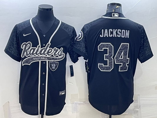 Men's Las Vegas Raiders Bo Jackson Black RFLCTV Limited Jersey Joint Edition