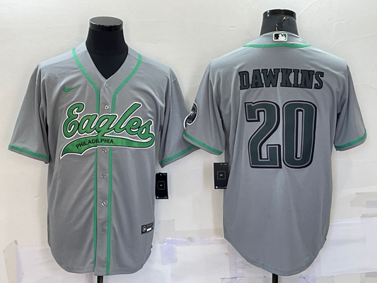 Men's Philadelphia Eagles Brian Dawkins Gray Game Jersey Joint Edition