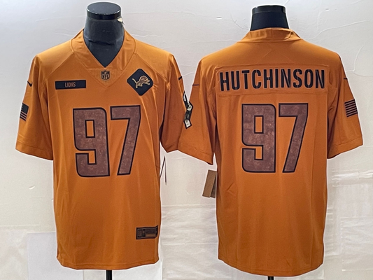 Men's Detroit Lions Aidan Hutchinson Brown 2023 Salute To Service Retired Player Limited Jersey