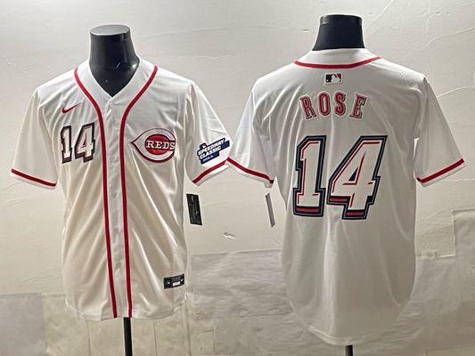Men's Cincinnati Reds Pete Rose White 2025 MLB Speedway Classic Home Replica Jersey
