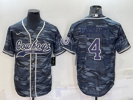 Men's Dallas Cowboys Dak Prescott Grey Camouflage Game Jersey Joint Edition
