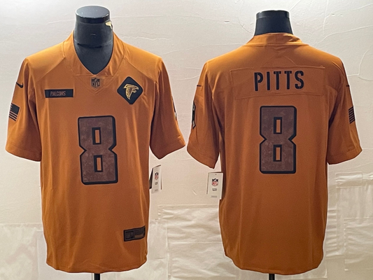 Men's Atlanta Falcons Kyle Pitts Brown 2023 Salute To Service Limited Jersey