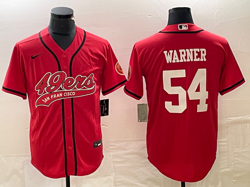 Men's San Francisco 49ers Fred Warner #54 Red Player Jersey1 Joint Edition