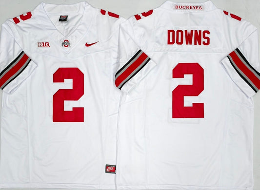 Men's Ohio State Buckeyes Caleb Downs White Player Game Jersey