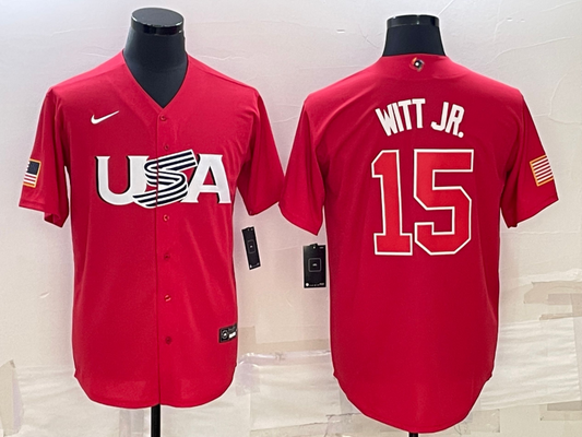 Men's 2023 World Baseball Classic Bobby Witt Jr. USA Red Jersey