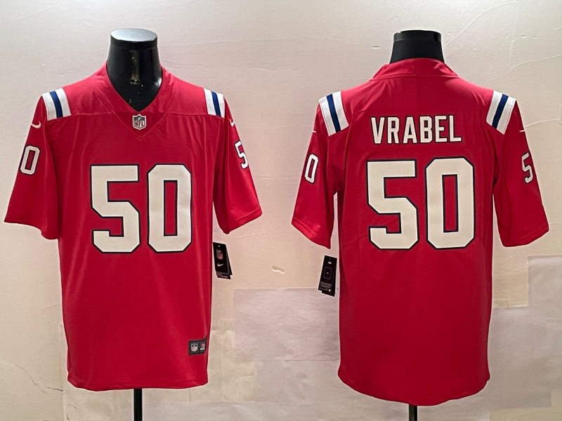 Men's New England Patriots Mike Vrabel #50 Red Retired Player Alternate Game Jersey1