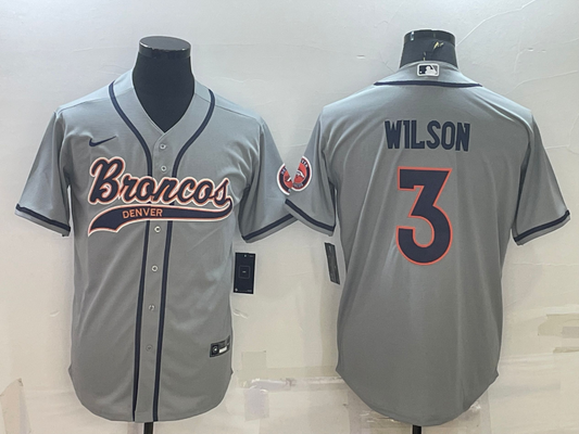 Men's Denver Broncos Russell Wilson Gray Game Jersey Joint Edition