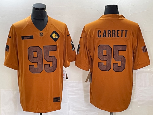 Men's Cleveland Browns Myles Garrett Brown 2023 Salute To Service Retired Player Limited Jersey