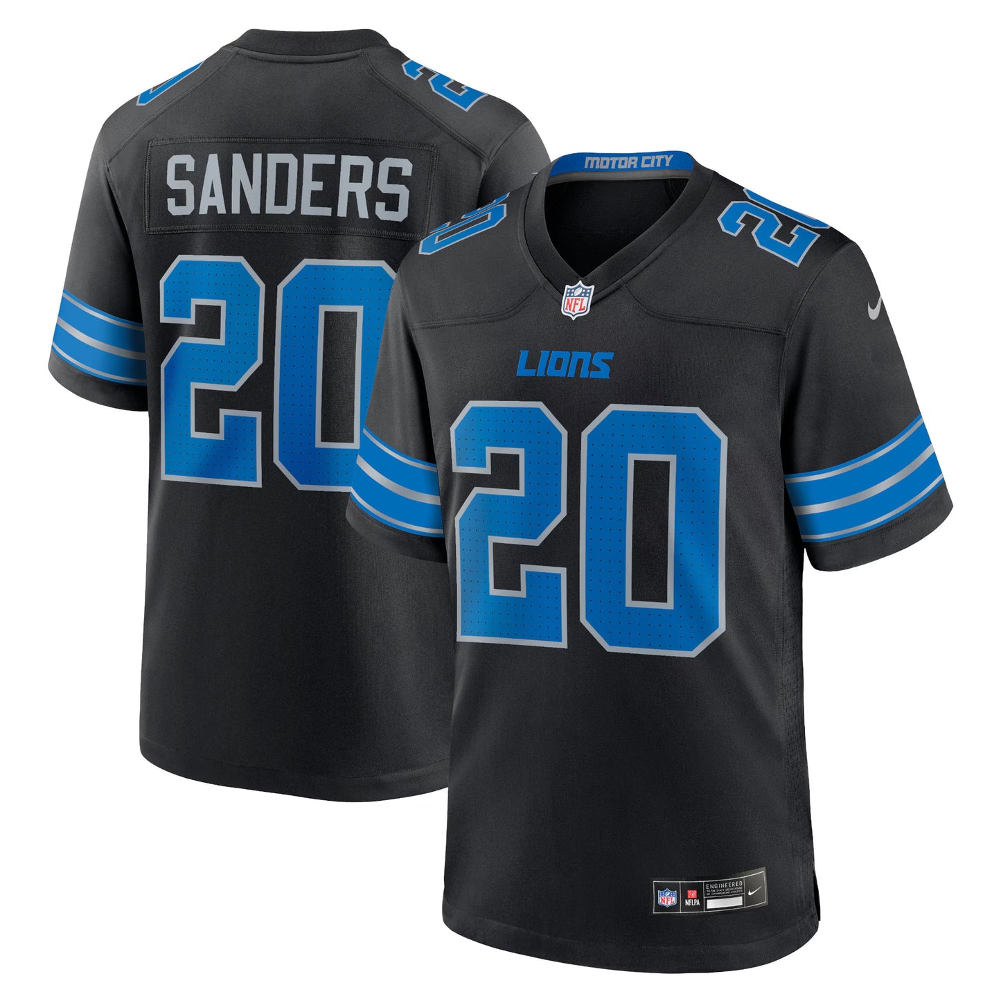 Detroit Lions Barry Sanders Black 2nd Alternate Retired Player Game Jersey