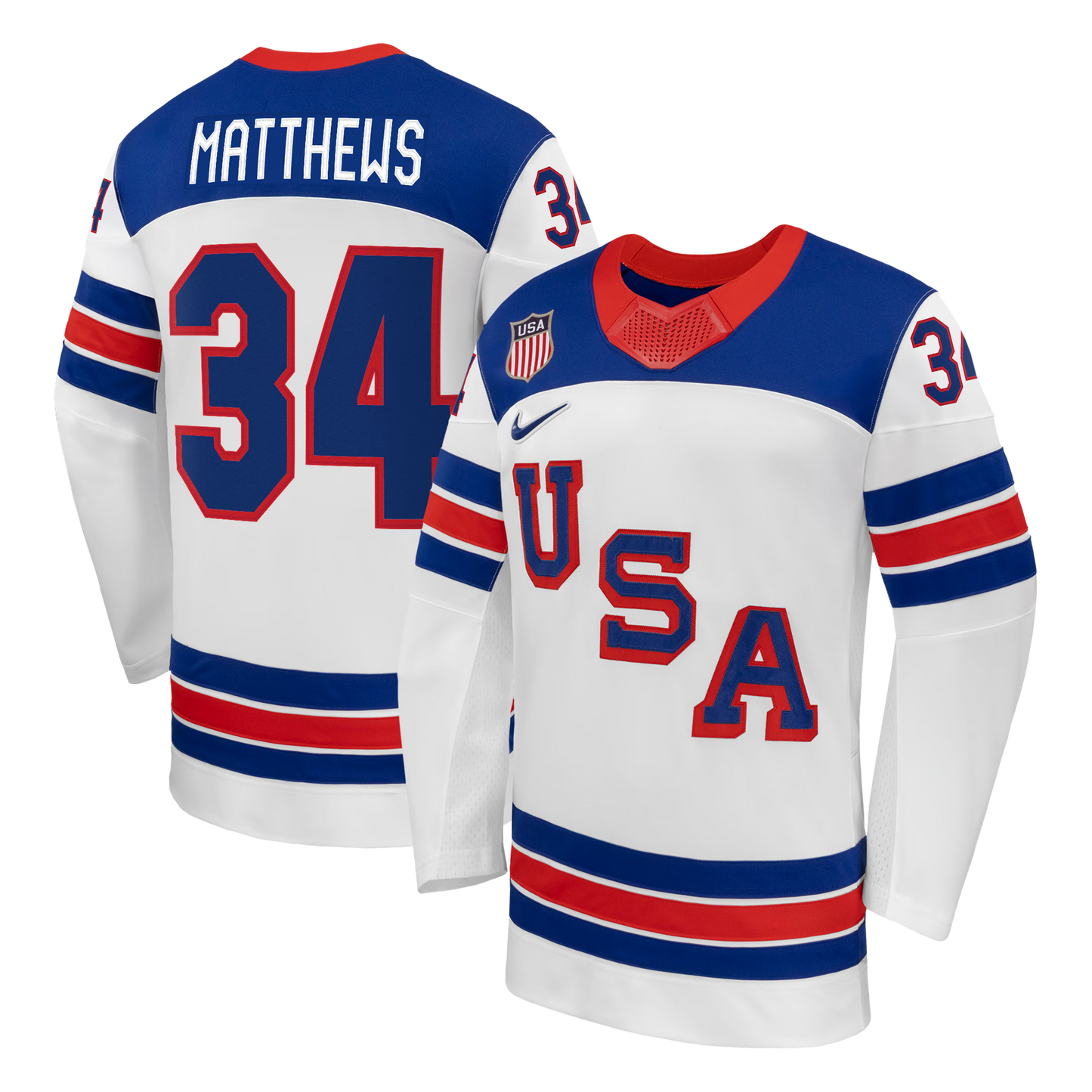 Nike USA Hockey 2026 Home Supporter Edition Jersey  Auston Matthews #34  Royal Blue
