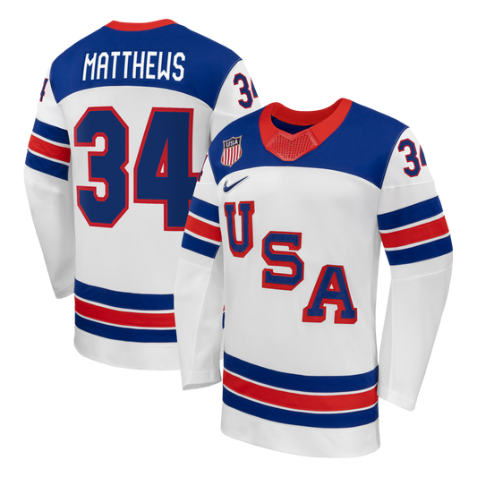Nike USA Hockey 2026 Home Supporter Edition Jersey  Auston Matthews #34  Royal Blue