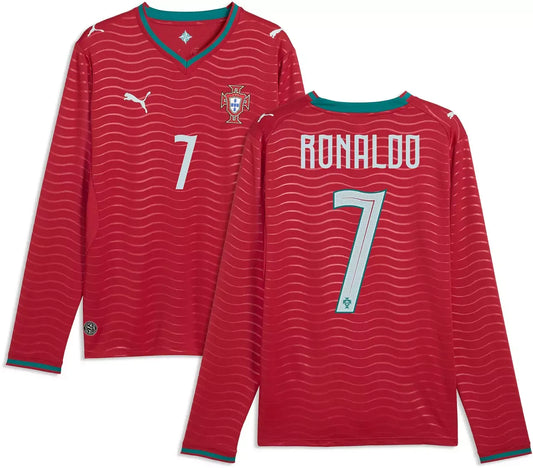 PUMA Portugal National Team 2026 Home Supporter Edition Long Sleeve Jersey  Cristiano Ronaldo #7  Red
