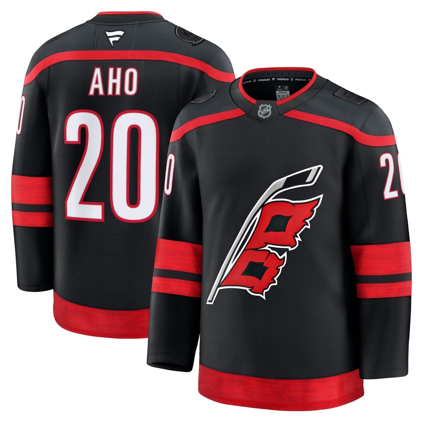 Sebastian Aho Carolina Hurricanes Fanatics Premium Home Jersey  Black "Warning Flag" Edition