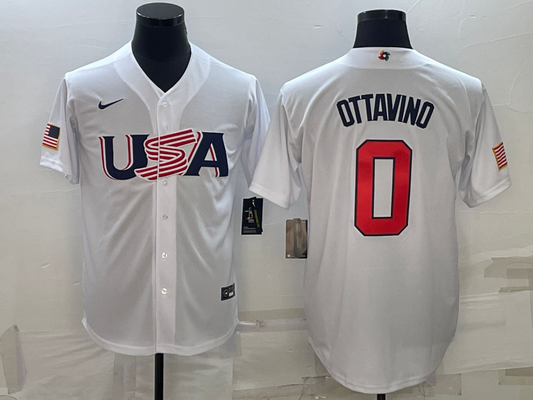 Men's 2023 World Baseball Classic Adam Ottavino USA White Jersey