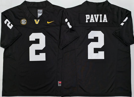 Men's Vanderbilt Commodores Diego Pavia Black Player Game Jersey