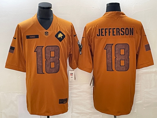 Men's Minnesota Vikings Justin Jefferson Brown 2023 Salute To Service Limited Jersey