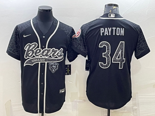 Men's Chicago Bears Walter Payton Black RFLCTV Limited Jersey Joint Edition