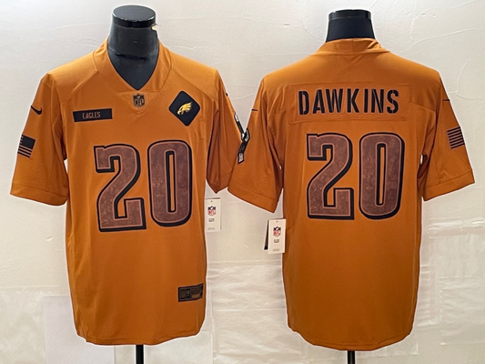 Men's Philadelphia Eagles Brian Dawkins Brown 2023 Salute To Service Retired Player Limited Jersey
