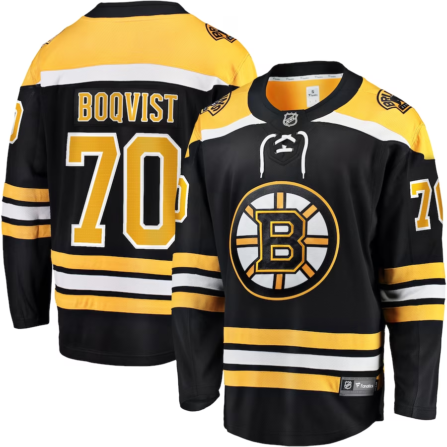 Men's Boston Bruins Jesper Boqvist Black Replica Player Jersey