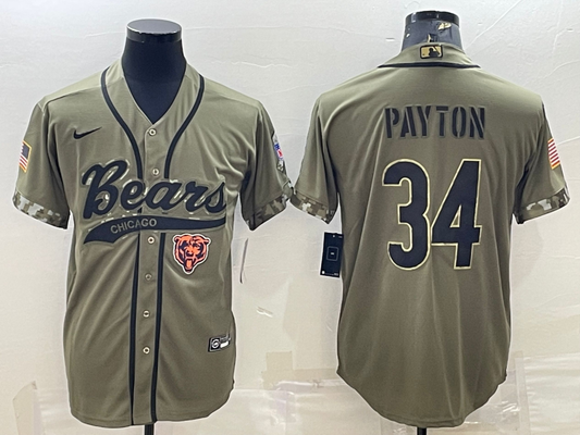Men's Chicago Bears Walter Payton Olive 2022 Salute To Service Limited Jersey Joint Edition