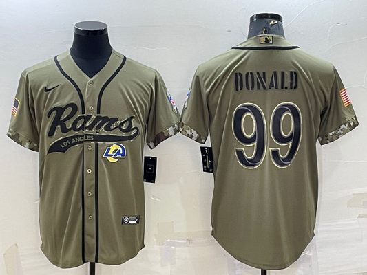 Men's Los Angeles Rams Aaron Donald Olive 2022 Salute To Service Limited Jersey Joint Edition