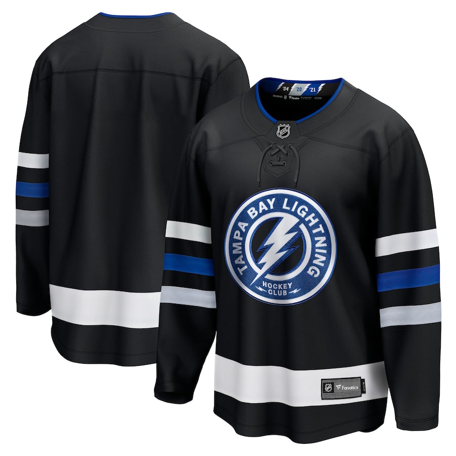 Custom Men's Tampa Bay Lightning Black Alternate Premier Breakaway Jersey