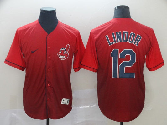 Men's Cleveland Guardians Francisco Lindor Red Gradient Replica Jersey