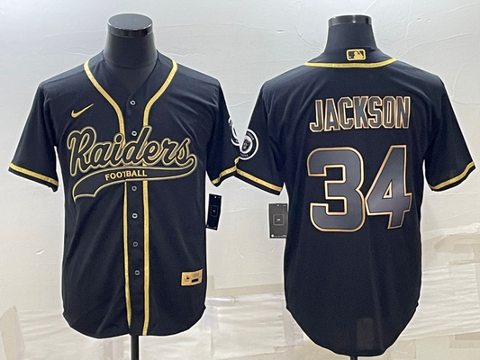 Men's Las Vegas Raiders Bo Jackson Black Game Player Jersey Joint Edition