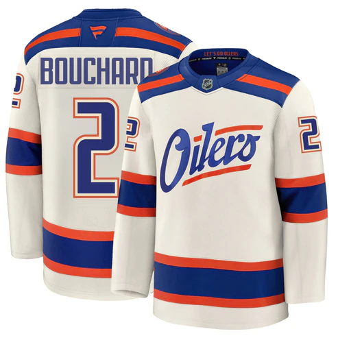 Evan Bouchard Detroit Edmonton Oilers Centennial Fanatics 100th Anniversary Jersey