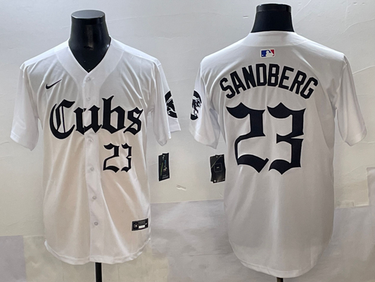 Men's Chicago Cubs Ryne Sandberg White Replica Player Jersey