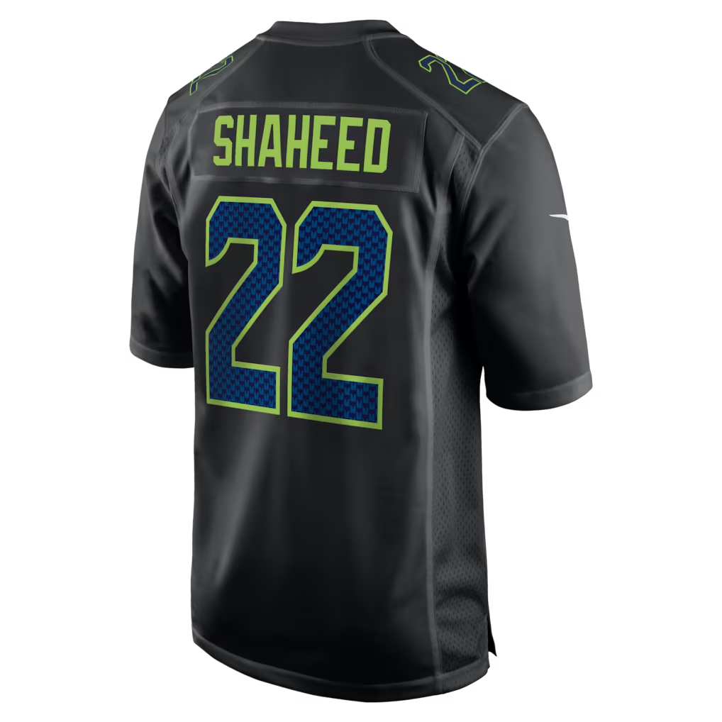 Men's Seattle Seahawks Rashid Shaheed Nike Black Super Bowl LX Patch Carbon Fashion Game Jersey
