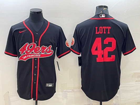 Men's San Francisco 49ers Ronnie Lott Black Game Jersey Joint Edition