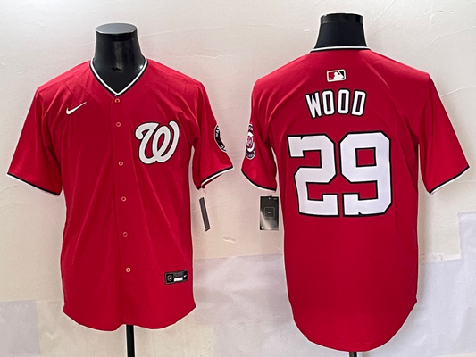 Men's Washington Nationals James Wood Red Replica Player Jersey