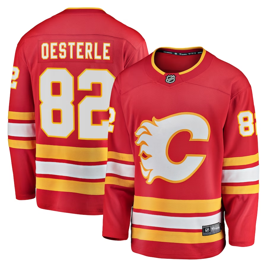 Men's Calgary Flames Jordan Oesterle Red Home Breakaway Jersey