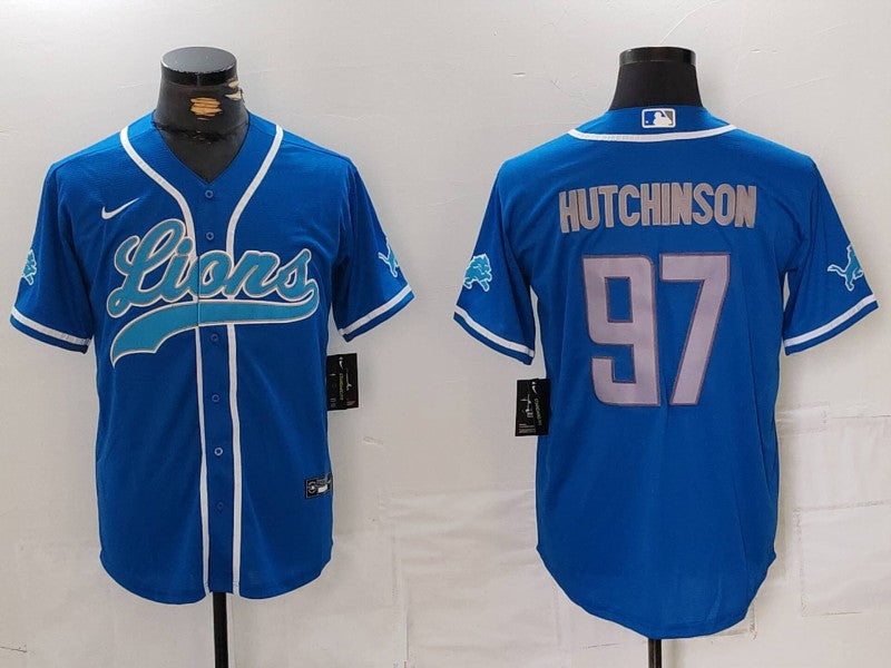 Men's Detroit Lions Aidan Hutchinson Blue Player Jersey