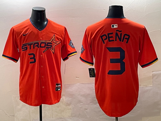 Men's Houston Astros Jeremy Pena Orange 2025 City Connect Limited Player Jersey